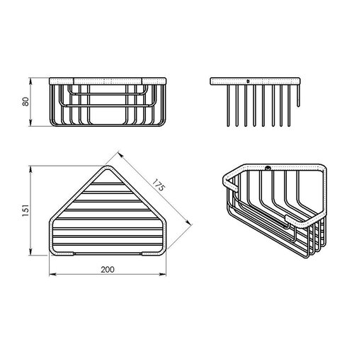 GEDY 2483 Inteligentna półka narożna pod prysznic,20 x 8 x 15,1 cm, srebrna