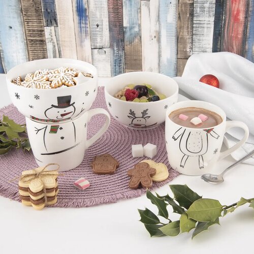 Orion Porcelanowy kubek z miseczką Bałwanek, 0,35l