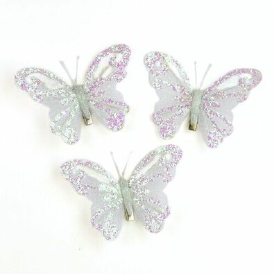 Set de fluturi decorativi cu clipsuri, 3 buc., violet