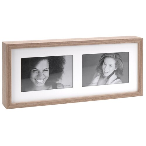 Fotorámček Wood na 2 fotografie, biela + hnedá
