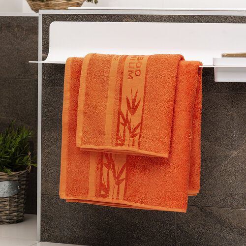 4Home Set Bamboo Premium Badetuch und Handtuch Orange, 70 x 140 cm, 50 x 100 cm