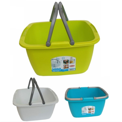 Lighean pătrat din plastic IDRA cu mânere,  13 l