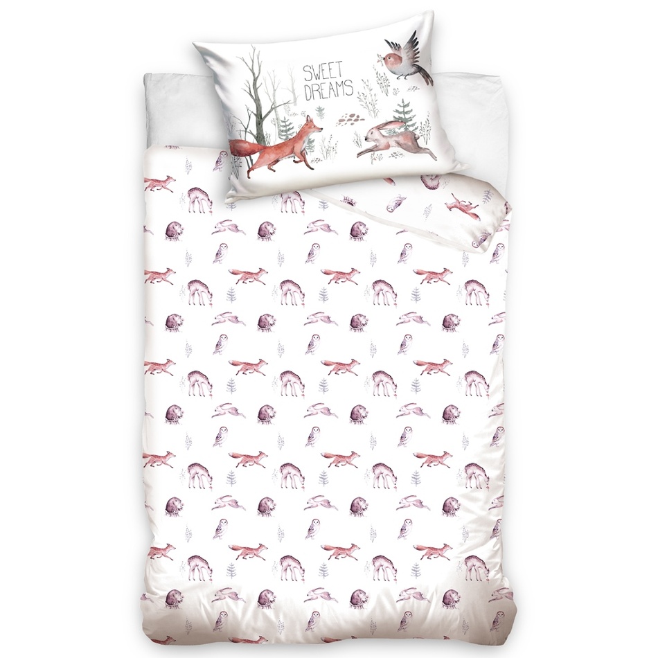 Poza Lenjerie de pat, din bumbac, pentru copii Vulpea Iepure, 100 x 135 cm, 40 x 60 cm
