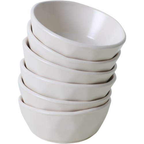 Facetta kőagyag tálkészlet 6 db, 12 cm, krém színű