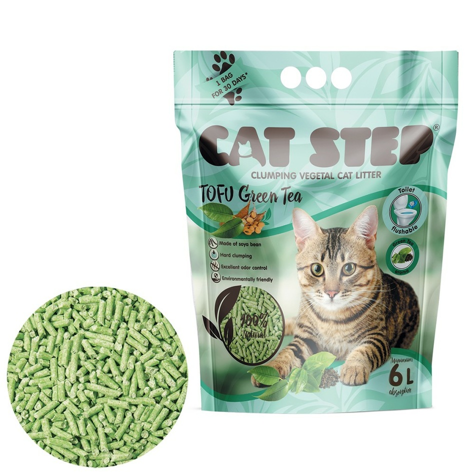 Cat Step Hrudkujúca podstielka Tofu Green Tea 2,7 kg, 6 l