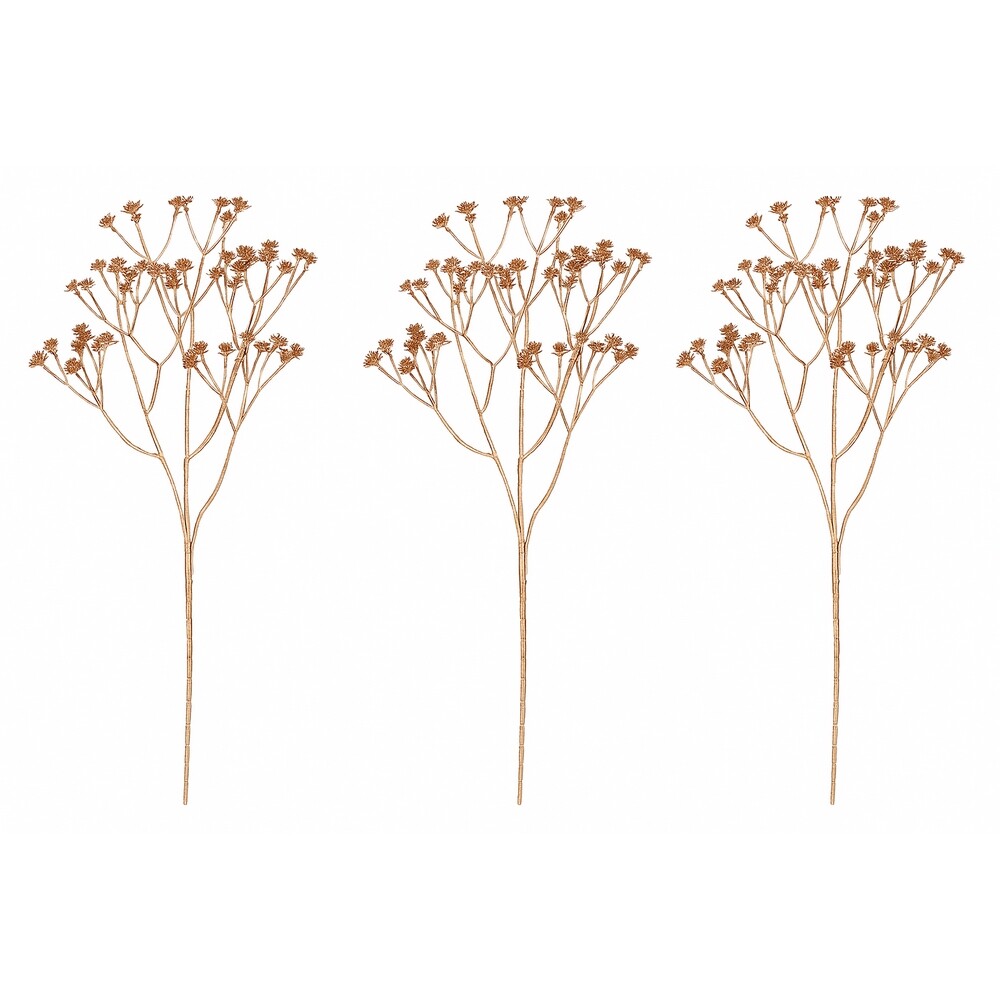 Sada větviček Gypsophila s kvítky, 3 ks, zlatá, 63 cm