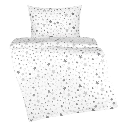 Lenjerie de pat pentru copii Bellatex din bumbacAgata Stars gri, 90 x 135 cm, 45 x 60 cm