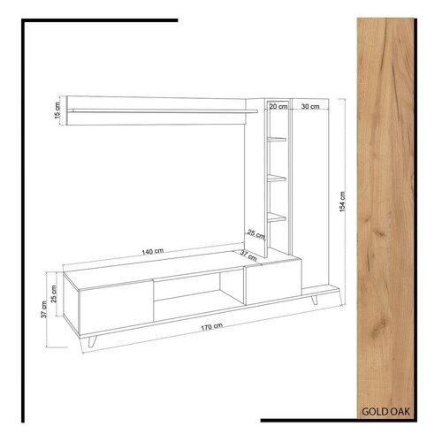 Stolik pod telewizor Rambuty Oak and White