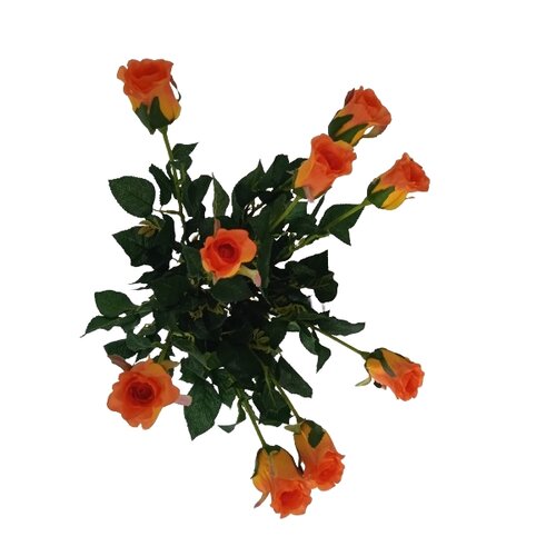 Sztuczny kwiat pączkowy Rose pomarańczowy, 64 cm,9 szt.