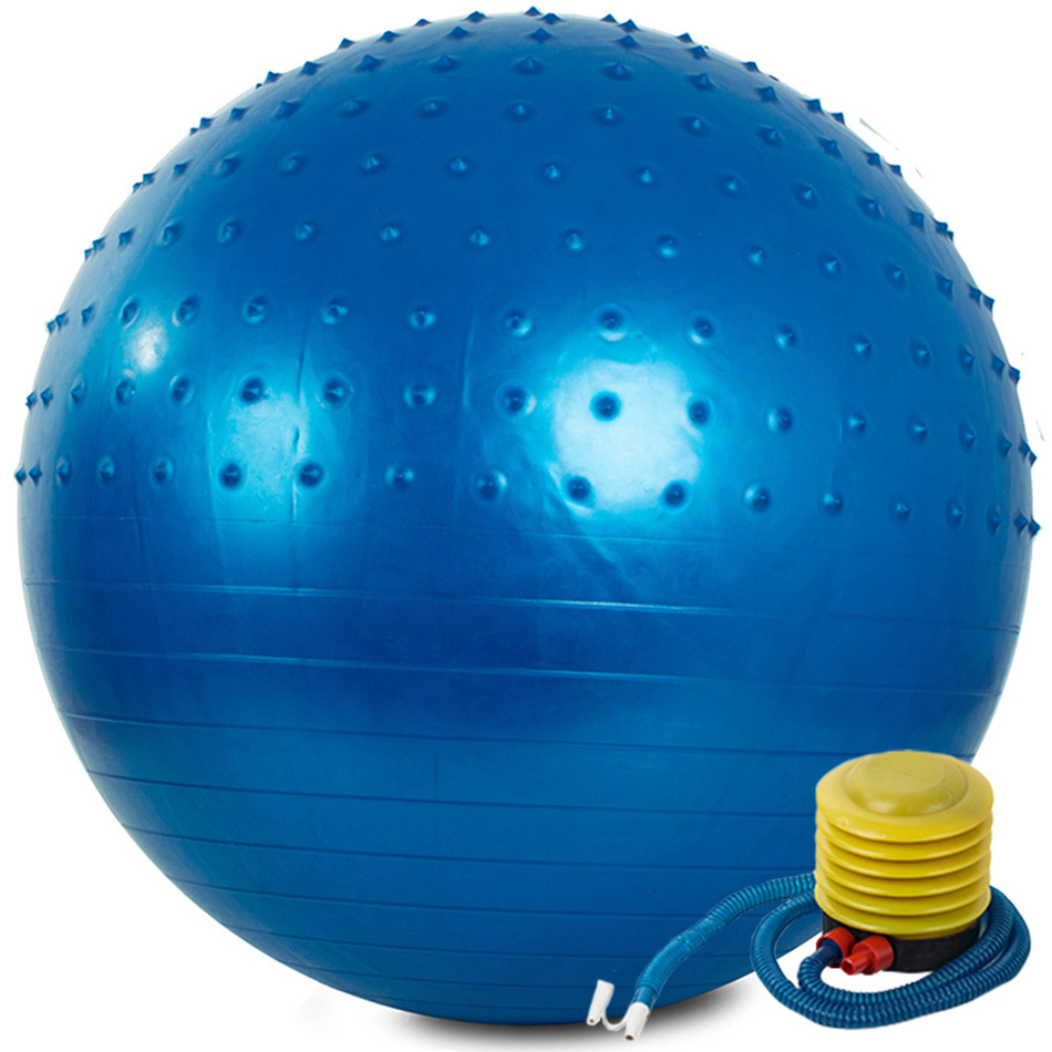 Gimnasztikai masszázslabda 60 cm pumpával, kék színű, kék