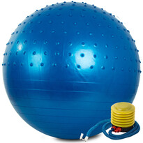 Gimnasztikai masszázslabda 60 cm pumpával, kék színű