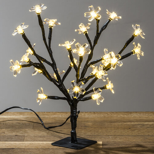Világító fácska virágokkal, 25 LED