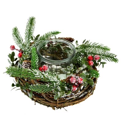 Božični okrašen svečnik Canna, 11 x 22 cm