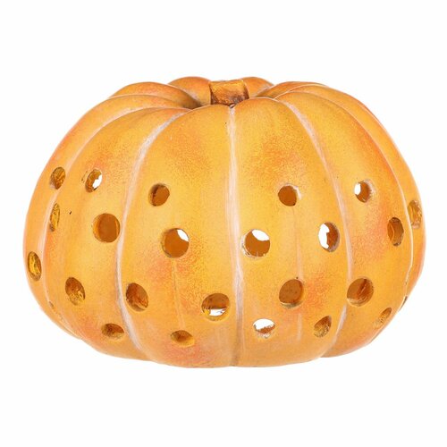 Podzimní dekorace Dýně s otvory, 28 x 28 x 19 cm, magnesium