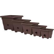 Jardinieră cu auto-irigare Plastia Bergamot 35 x 35 cm, maro