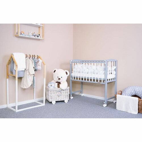 Pătuț New Baby Mateo , alb-gri