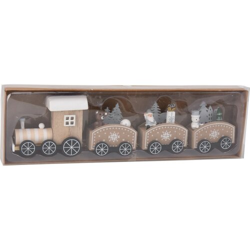 Новорічна прикраса дерев'яний потяг, Сніжинка 31 см