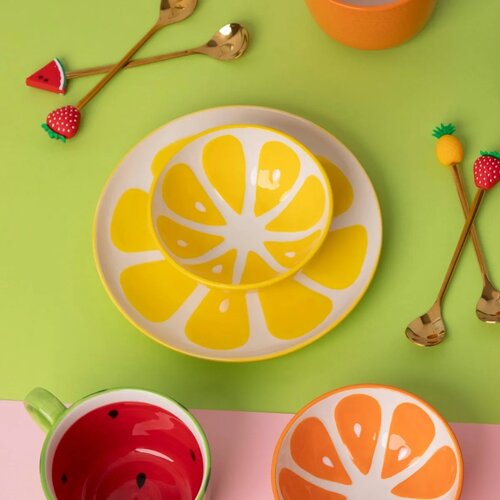 Altom Set keramičnih skodelic Tropicana limona12,5 cm, 2 kos