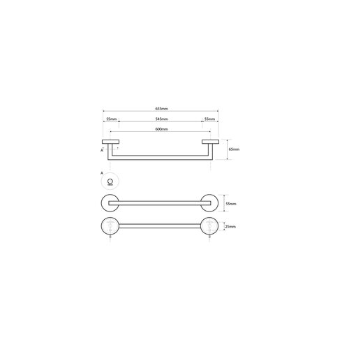 SAPHO XS402 X-Steel suport pentru prosoape 65,5cm, oțel inoxidabil șlefuit