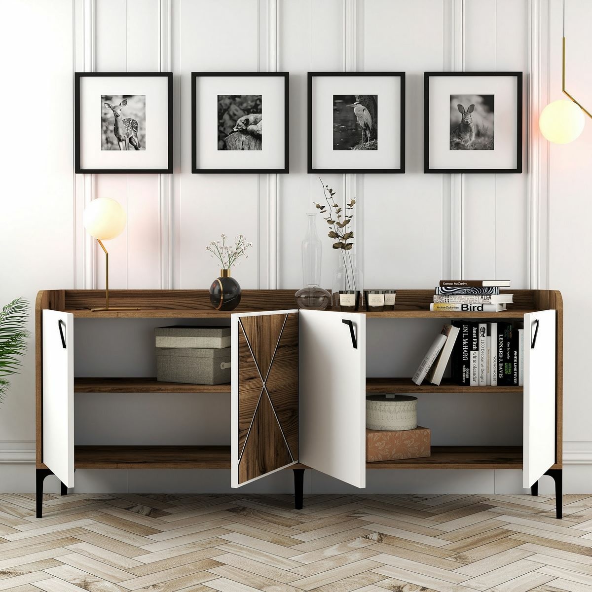 Skrinka Venedik Walnut and White