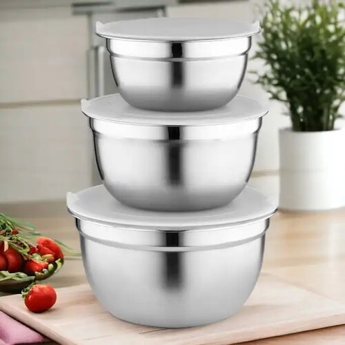 Florina Набір з 3 нержавіючих мисок з кришками,срібний