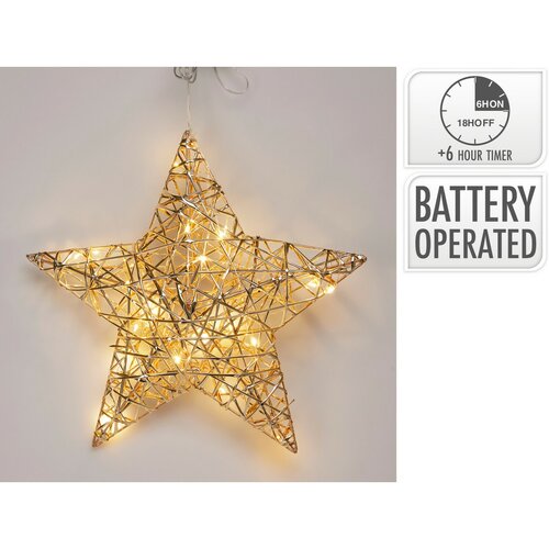 Vianočná svietiaca hviezda Champagne, 30 x 30 cm, 20 micro LED, na batérie