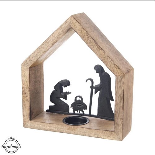 Orion Свічник з мангового дерева «Різдво», 20 x6,5 x 22 см