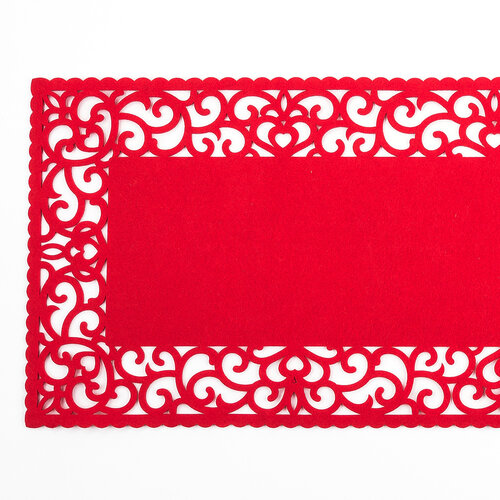 Běhoun plstěný plný červený, 100 x 30 cm