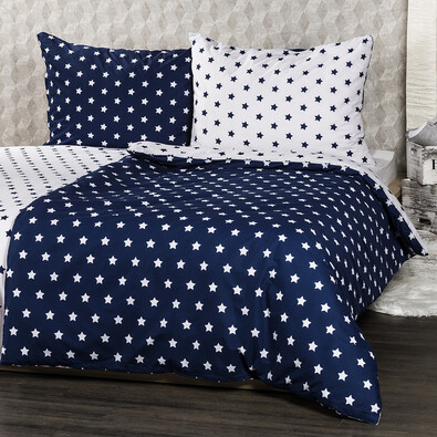 4Home Бавовняна постільна білизна Stars Navy blue, 160 x 200 см, 70 x 80 см