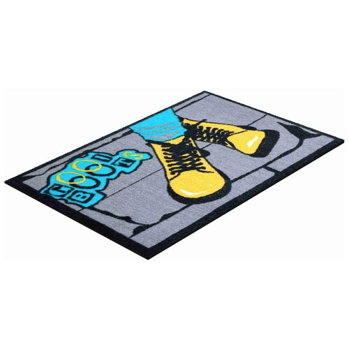 Grund Rohožka Boots siva-modra-rumena, 40 x 60 cm