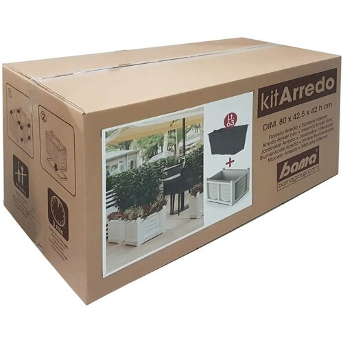 Bama Arredo Nagyméretű virágláda ültető betéttel antracit, 79 x 35 x 37 cm
