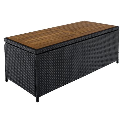 Cutie/banc de depozitare pentru grădină,negru/natural/crem, BEMUS