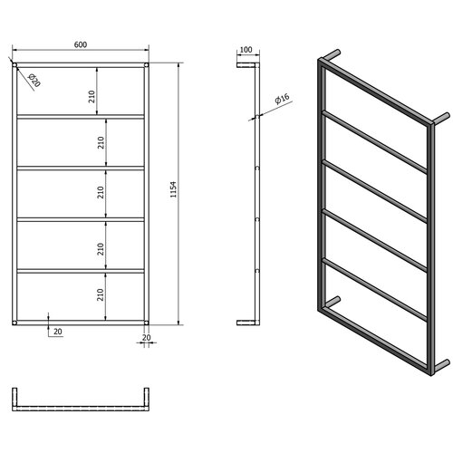Suport pentru prosoape SAPHO Ska512 Ska montat peperete 60 x 115 x 10 cm, alb mat