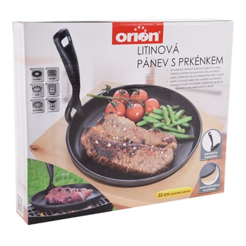 Orion öntöttvas serpenyő vágódeszkával, 22 cm