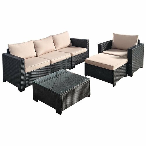 Set de mobilier de grădină Avenberg, 6 piese, dinratan Rovero