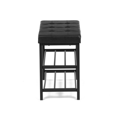 Suport pentru pantofi cu scaun, negru