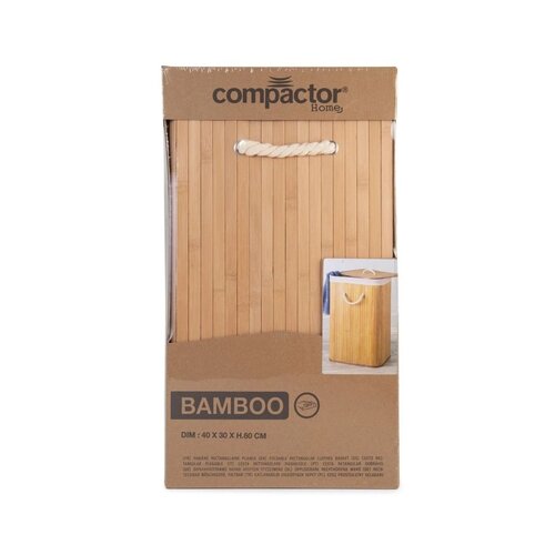 Compactor Bamboo szennyestartó kosár, szögletes,természetes
