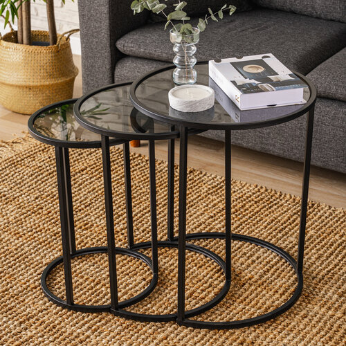 Beistelltisch Alya Black, 3 Stück