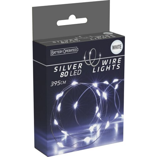 Drut świetlny Silver lights 80 LED, zimna biała, 395 cm