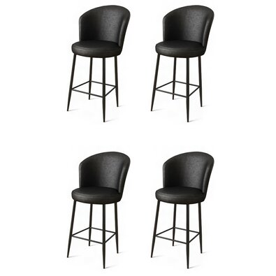 Barstuhl-Set Uras Black, 4 Stück