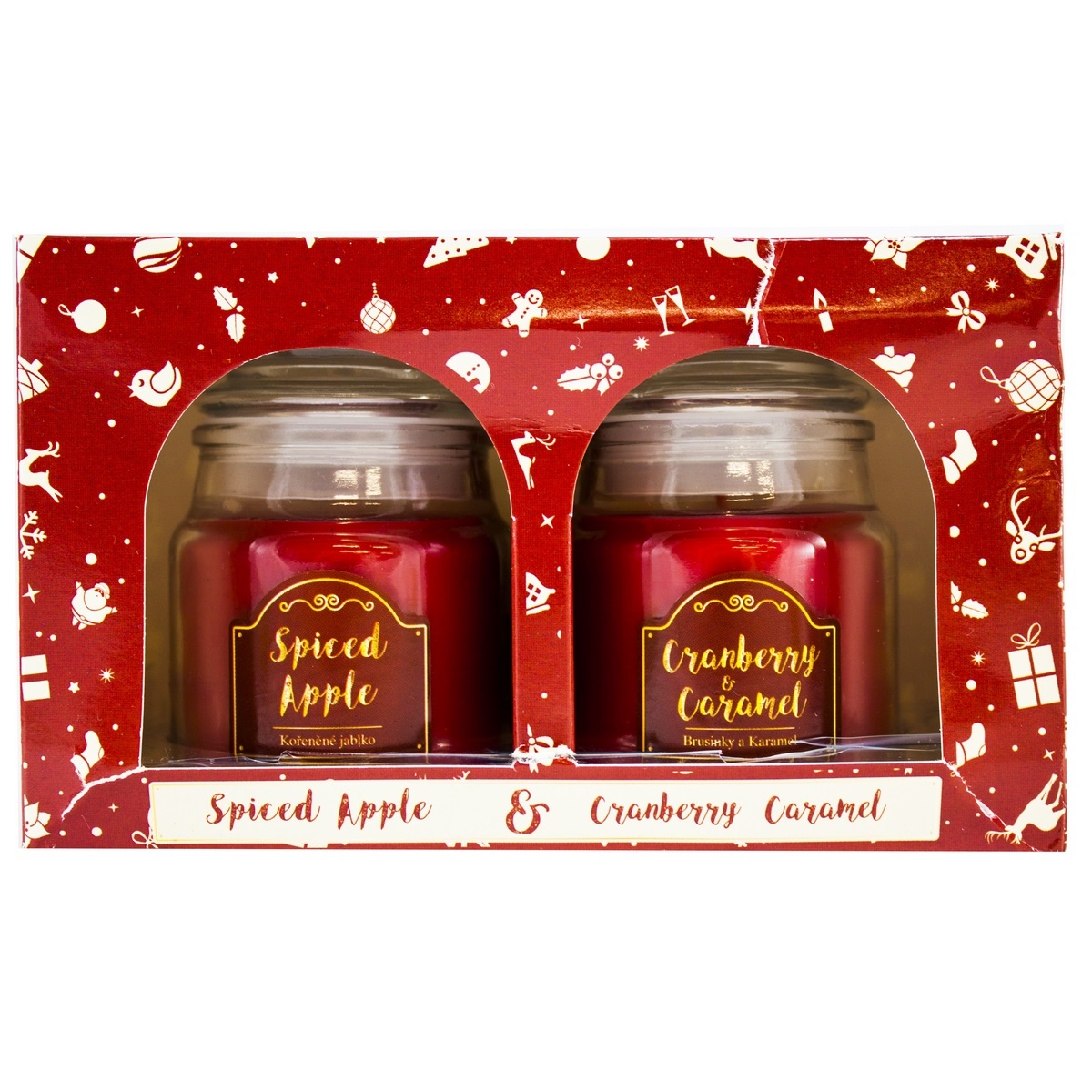 Illatos gyertya szett Spiced Apple and Cranberry Caramel, 2 db