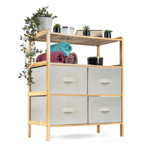 G21 Bambusowy regał z koszykami, 3 półki, beżowy