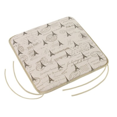 Siedzisko Ivo gładkie Wieża Eiffla beżowy, 38 x 38 cm