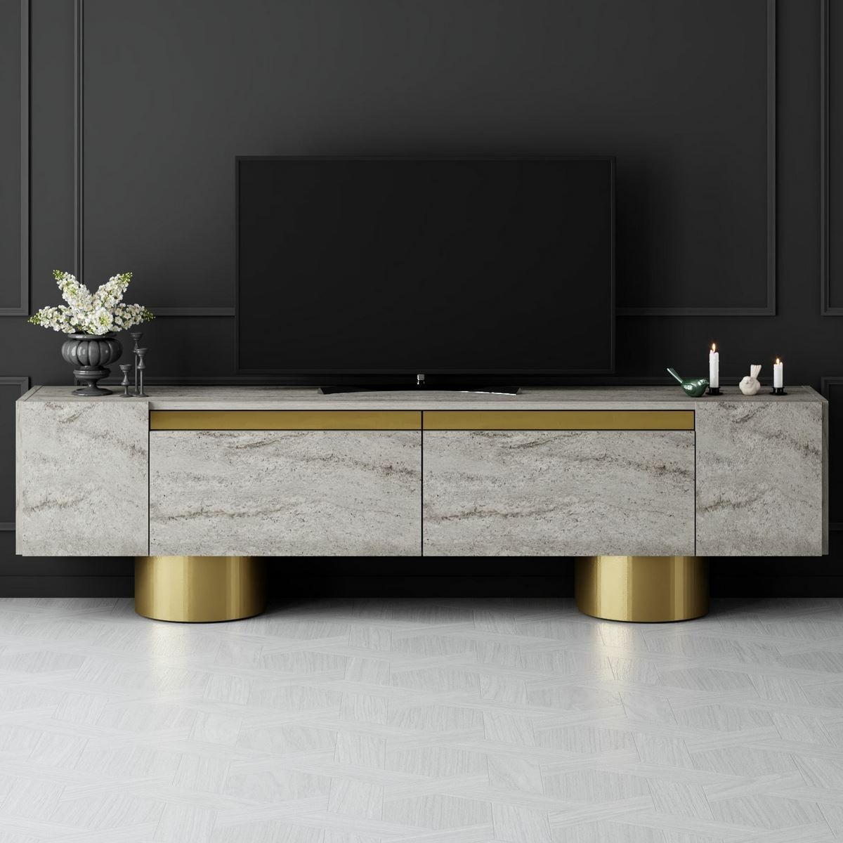 Televízny stolík Bohom Travertine and Gold