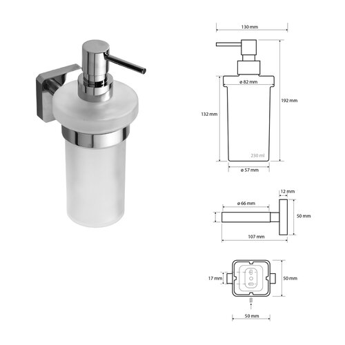 Dozator de săpun SAPHO IS019 Insia 230 ml ,sticlă de lapte/crom