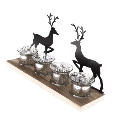 Kovový svietnik Reindeers, 30 x 9 x 15 cm