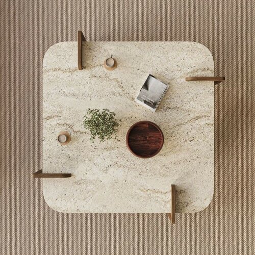 Măsuță de cafea Asha Medium – Travertine, Walnut