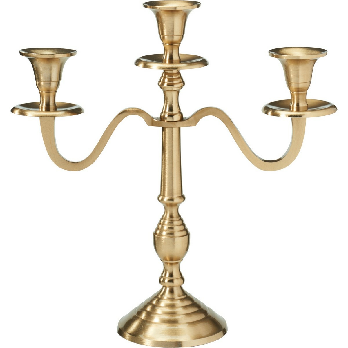 Kovový svietnik 3ramenný 29x10x30 cm, farba zlatá, dekor 2