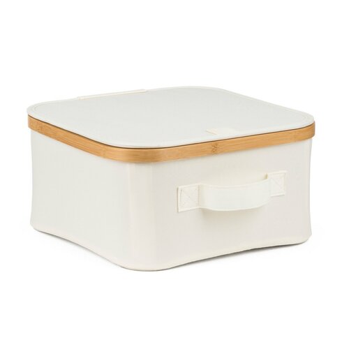Úložný box G21 30 x 30 x 15 cm, bambusový s vekom, béžový