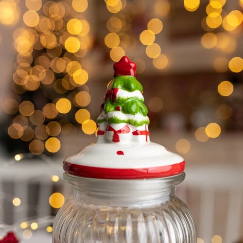Altom Christmas Tree üvegedény kerámia fedéllel 900 ml